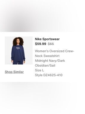 Nike Women's Oversized Crewneck Sweatshirt - Navy